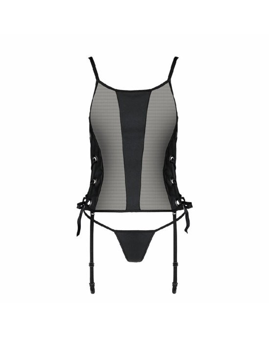 Сітчастий корсет з екошкіри, з люверсами та знімними пажами Malwia Corset black XXL/XXXL — Passion, Сітчастий корсет з екошкіри, з люверсами та знімними пажами Malwia Corset black XXL/XXXL — Passion,