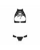 Комплект: відкритий топ та трусики з екошкіри з люверсами Malwia Set with Open Bra black S/M — Passi Комплект: відкритий топ та трусики з екошкіри з люверсами Malwia Set with Open Bra black S/M — Passi