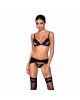 Комплект з екошкіри Passion Miley Set black XXL/XXXL: трусики, бюстгальтер, пояс для панчіх Комплект з екошкіри Passion Miley Set black XXL/XXXL: трусики, бюстгальтер, пояс для панчіх