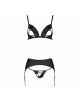 Комплект з екошкіри Passion Miley Set black XXL/XXXL: трусики, бюстгальтер, пояс для панчіх Комплект з екошкіри Passion Miley Set black XXL/XXXL: трусики, бюстгальтер, пояс для панчіх