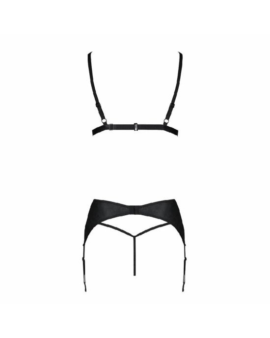 Комплект з екошкіри Passion Miley Set black XXL/XXXL: трусики, бюстгальтер, пояс для панчіх Комплект з екошкіри Passion Miley Set black XXL/XXXL: трусики, бюстгальтер, пояс для панчіх