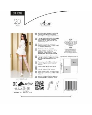 Панчохи Passion ST108 3/4 білі, на ажурній силіконовій резинці з люрексовою ниткою Панчохи Passion ST108 3/4 білі, на ажурній силіконовій резинці з люрексовою ниткою