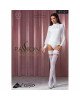 Панчохи Passion ST121 1/2 білі, на ажурній силіконовій резинці, з квітковим орнаментом та вертикальн Панчохи Passion ST121 1/2 білі, на ажурній силіконовій резинці, з квітковим орнаментом та вертикальн