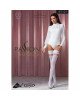 Панчохи Passion ST121 3/4 білі, на ажурній силіконовій резинці, з квітковим орнаментом та вертикальн Панчохи Passion ST121 3/4 білі, на ажурній силіконовій резинці, з квітковим орнаментом та вертикальн