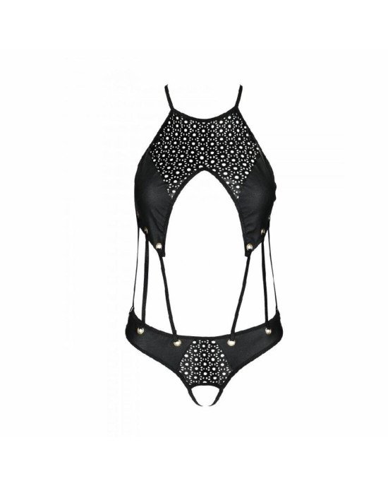 Боді з екошкіри з ремінцями та перфорацією Tamaris Body black L/XL — Passion