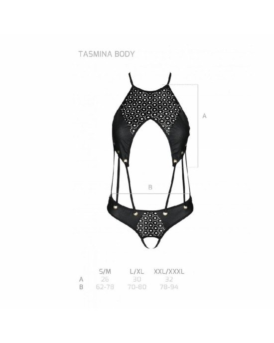 Боді з екошкіри з ремінцями та перфорацією Tamaris Body black L/XL — Passion