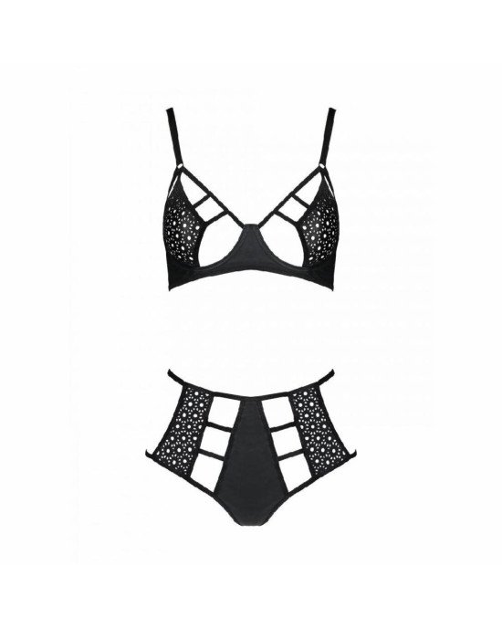 Комплект з екошкіри: бюстгальтер та трусики з перфорацією Tamaris Set black S/M — Passion Комплект з екошкіри: бюстгальтер та трусики з перфорацією Tamaris Set black S/M — Passion