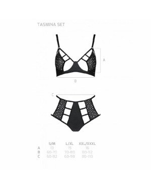 Комплект з екошкіри: бюстгальтер та трусики з перфорацією Tamaris Set black S/M — Passion