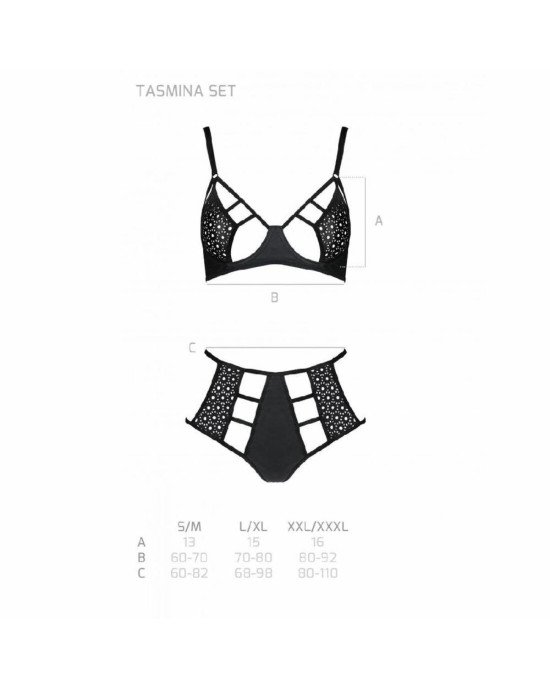 Комплект з екошкіри: бюстгальтер та трусики з перфорацією Tamaris Set black S/M — Passion Комплект з екошкіри: бюстгальтер та трусики з перфорацією Tamaris Set black S/M — Passion
