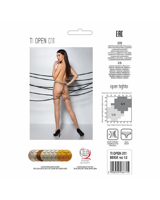 Тілесні колготки з відкритим доступом, контрастні шортики TIOPEN 011 beige 3/4 (20 den) — Passion Тілесні колготки з відкритим доступом, контрастні шортики TIOPEN 011 beige 3/4 (20 den) — Passion