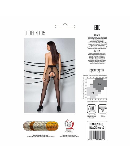 Колготки з відкритим доступом, контрастна подвійна резинка TIOPEN 015 black 3/4 (20 den) — Passion Колготки з відкритим доступом, контрастна подвійна резинка TIOPEN 015 black 3/4 (20 den) — Passion