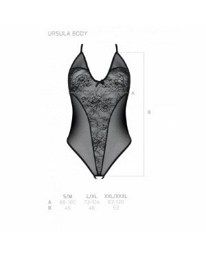 Боді з ажурним декором та відкритим кроком Ursula Body black S/M — Passion