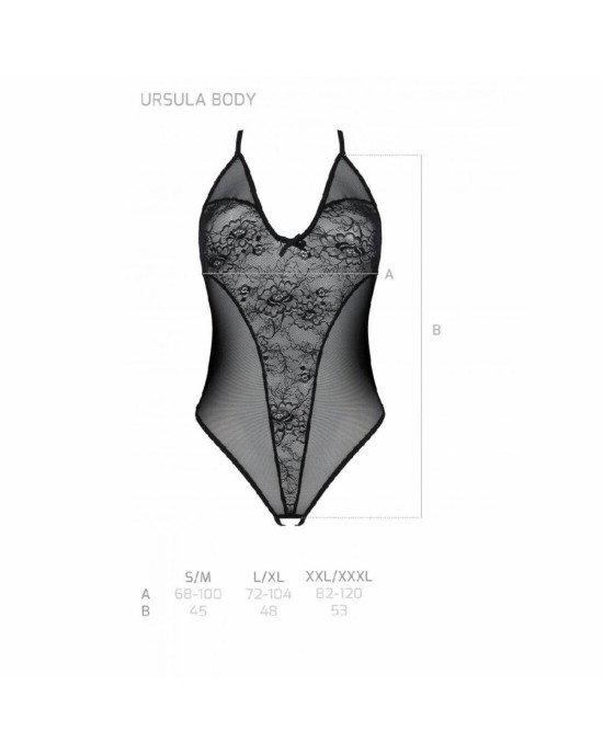 Боді з ажурним декором та відкритим кроком Ursula Body black XXL/XXXL — Passion
