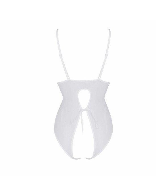 Боді з ажурним декором та відкритим кроком Ursula Body white S/M — Passion