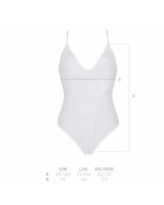 Боді з ажурним декором та відкритим кроком Ursula Body white S/M — Passion