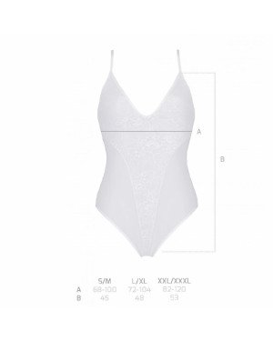 Боді з ажурним декором та відкритим кроком Ursula Body white XXL/XXXL — Passion