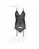 Корсет із пажами, трусики з ажурним декором та відкритим кроком Ursula Corset black S/M — Passion