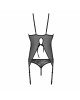 Корсет із пажами, трусики з ажурним декором та відкритим кроком Ursula Corset black XXL/XXXL — Passi Корсет із пажами, трусики з ажурним декором та відкритим кроком Ursula Corset black XXL/XXXL — Passi