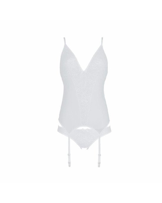 Корсет із пажами, трусики з ажурним декором та відкритим кроком Ursula Corset white L/XL — Passion Корсет із пажами, трусики з ажурним декором та відкритим кроком Ursula Corset white L/XL — Passion