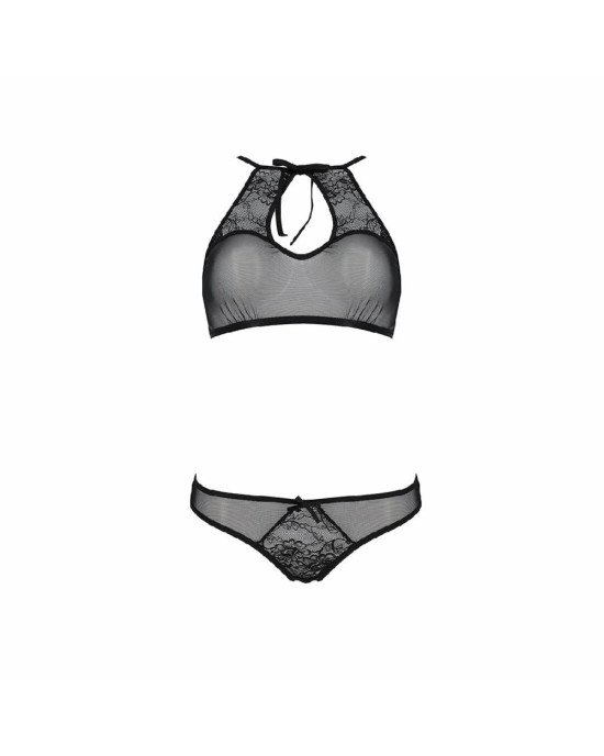 Комплект: бра, трусики з ажурним декором та відкритим кроком Ursula Set black S/M — Passion Комплект: бра, трусики з ажурним декором та відкритим кроком Ursula Set black S/M — Passion