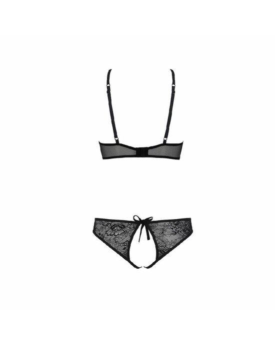 Комплект: бра, трусики з ажурним декором та відкритим кроком Ursula Set black S/M — Passion Комплект: бра, трусики з ажурним декором та відкритим кроком Ursula Set black S/M — Passion