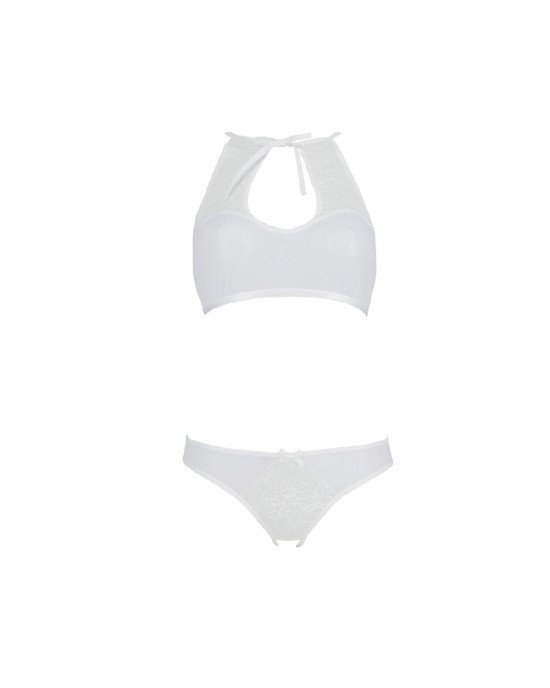 Комплект: бра, трусики з ажурним декором та відкритим кроком Ursula Set white L/XL — Passion Комплект: бра, трусики з ажурним декором та відкритим кроком Ursula Set white L/XL — Passion