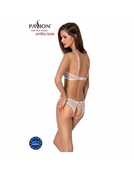 Комплект: бра, трусики з ажурним декором та відкритим кроком Ursula Set white S/M — Passion