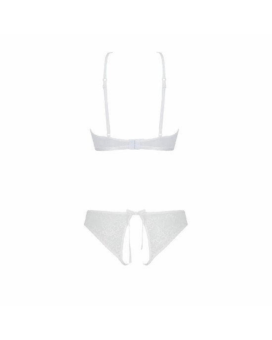 Комплект: бра, трусики з ажурним декором та відкритим кроком Ursula Set white XXL/XXXL — Passion