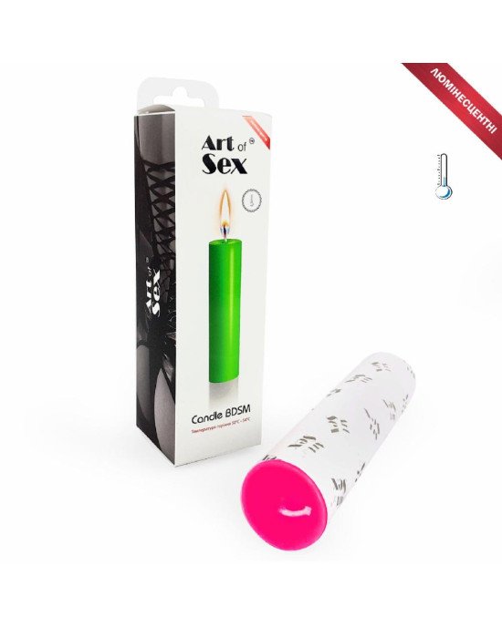 Рожева воскова свічка Art of Sex size M 15 см низькотемпературна, люмінесцентна Рожева воскова свічка Art of Sex size M 15 см низькотемпературна, люмінесцентна