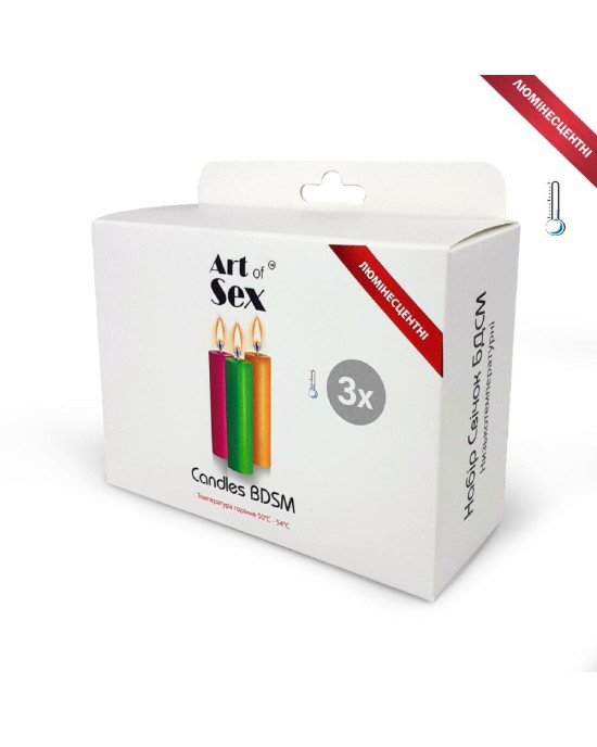 Набір воскових свічок Art of Sex size S 10 см (3 шт), низькотемпературні, люмінісцентні Набір воскових свічок Art of Sex size S 10 см (3 шт), низькотемпературні, люмінісцентні