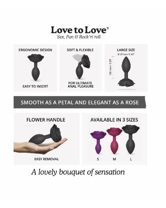 Силіконова анальна пробка Love To Love OPEN ROSES L SIZE - BLACK ONYX Силіконова анальна пробка Love To Love OPEN ROSES L SIZE - BLACK ONYX