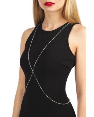 Сріблястий ланцюжок для бюста Bijoux Pour Toi – Elena Silver зі стразами