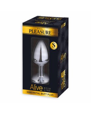 Металева анальна пробка з кристалом Alive Mini Metal Butt Plug Black S