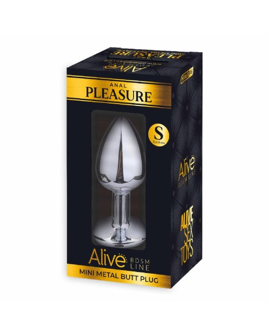 Металева анальна пробка з кристалом Alive Mini Metal Butt Plug Black S Металева анальна пробка з кристалом Alive Mini Metal Butt Plug Black S