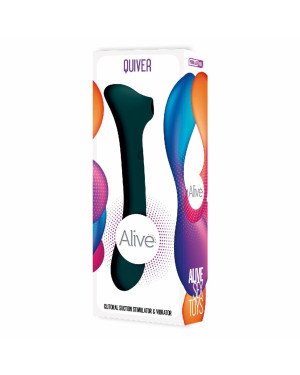Вібратор та вакуумний кліторальний стимулятор 2-в-1 Alive Quiver Teal оновлена ​​модель