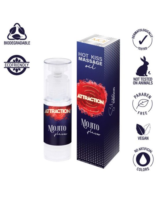 Розпродаж!!! Їстівна масажна олія MAI Attraction Mojito Hot Kiss 50 мл (термін 09.2026) Розпродаж!!! Їстівна масажна олія MAI Attraction Mojito Hot Kiss 50 мл (термін 09.2026)