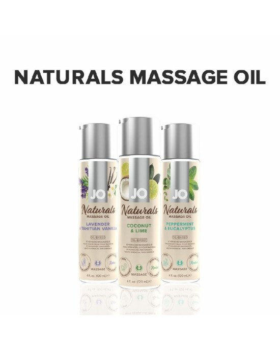 Масажна олія System JO – Naturals Massage Oil – Coconut & Lime з натуральними ефірними оліями (120 м Масажна олія System JO – Naturals Massage Oil – Coconut & Lime з натуральними ефірними оліями (120 м