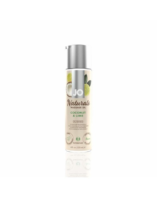 Масажна олія System JO – Naturals Massage Oil – Coconut & Lime з натуральними ефірними оліями (120 м Масажна олія System JO – Naturals Massage Oil – Coconut & Lime з натуральними ефірними оліями (120 м