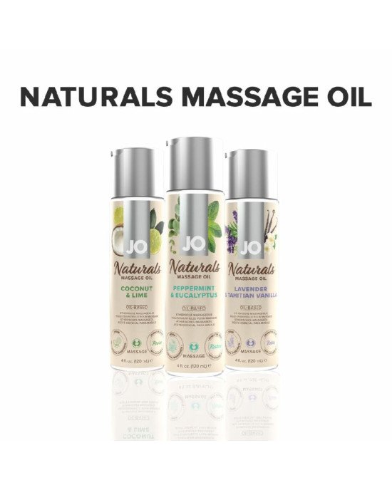 Масажна олія System JO - Naturals Massage Oil - Peppermint & Eucalyptus з натуральними ефірними олія Масажна олія System JO - Naturals Massage Oil - Peppermint & Eucalyptus з натуральними ефірними олія
