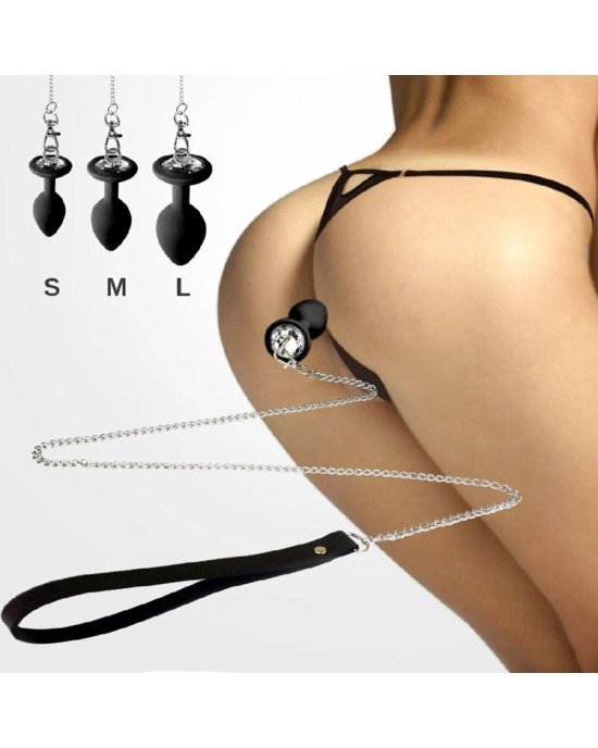Силіконова анальна пробка Art of Sex Metal Anal Plug with Leash size S з повідцем Black Силіконова анальна пробка Art of Sex Metal Anal Plug with Leash size S з повідцем Black