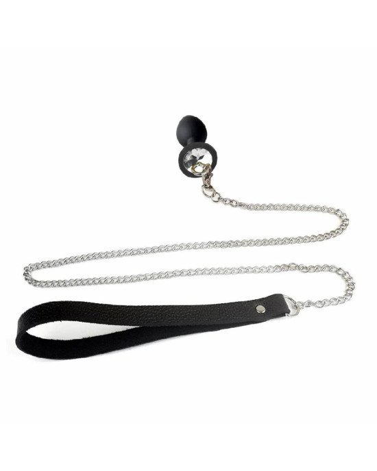 Силіконова анальна пробка Art of Sex Metal Anal Plug with Leash size M з повідцем Black Силіконова анальна пробка Art of Sex Metal Anal Plug with Leash size M з повідцем Black