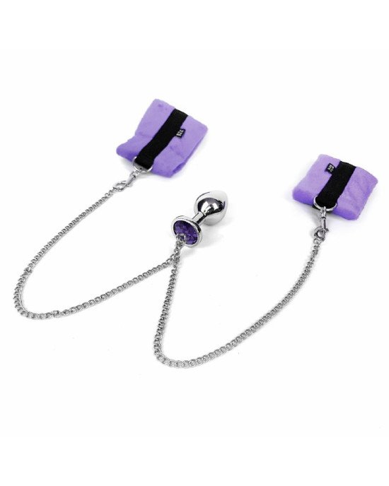 Наручники з металевою анальною пробкою Art of Sex Handcuffs with Metal Anal Plug size M Purple Наручники з металевою анальною пробкою Art of Sex Handcuffs with Metal Anal Plug size M Purple