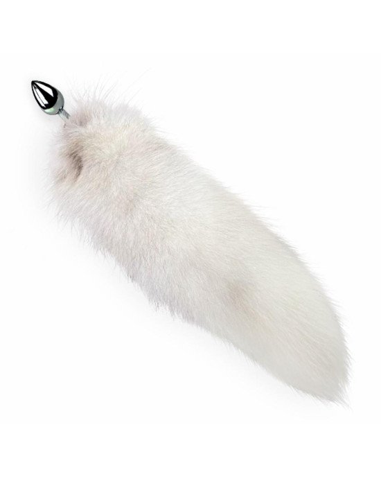 Металева анальна пробка з хвостом із натурального хутра Art of Sex size M White fox Металева анальна пробка з хвостом із натурального хутра Art of Sex size M White fox