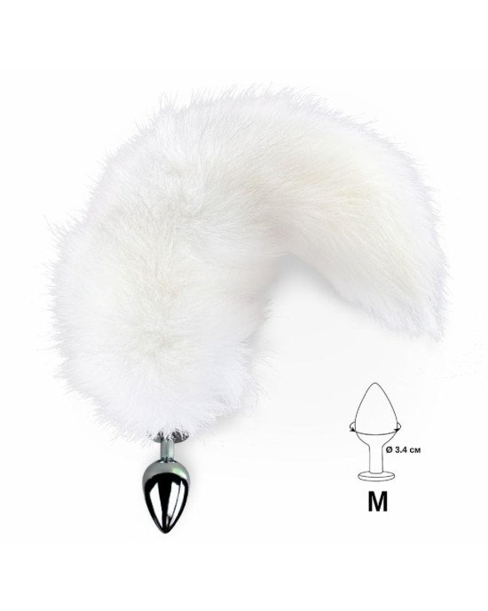 Металева анальна пробка з хвостом із натурального хутра Art of Sex size M White fox Металева анальна пробка з хвостом із натурального хутра Art of Sex size M White fox