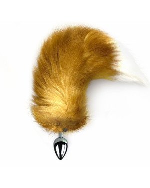 Металева анальна пробка з хвостом із натурального хутра Art of Sex size M Red fox