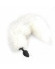Силіконова анальна пробка з хвостом із натурального хутра Art of Sex size M White fox