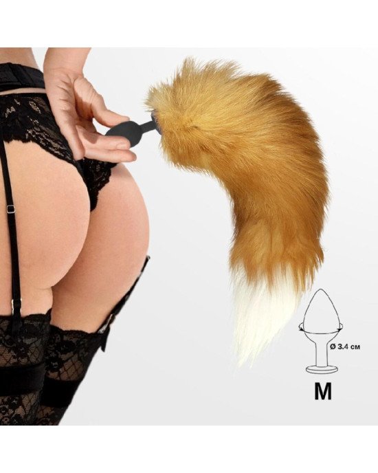Силіконова анальна пробка з хвостом із натурального хутра Art of Sex size M Red fox Силіконова анальна пробка з хвостом із натурального хутра Art of Sex size M Red fox
