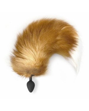 Силіконова анальна пробка з хвостом із натурального хутра Art of Sex size M Red fox