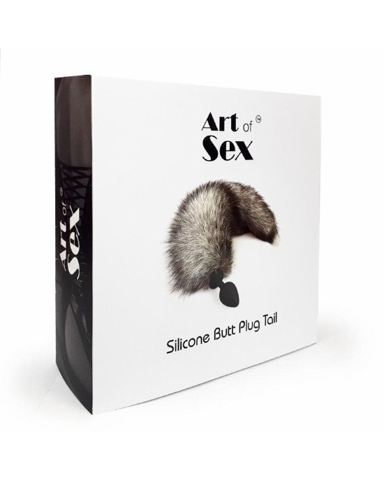 Силіконова анальна пробка з хвостом із натурального хутра Art of Sex size M Artctic fox Силіконова анальна пробка з хвостом із натурального хутра Art of Sex size M Artctic fox