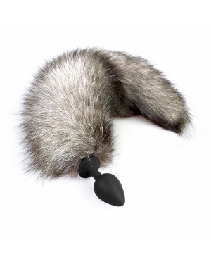 Силіконова анальна пробка з хвостом із натурального хутра Art of Sex size M Artctic fox